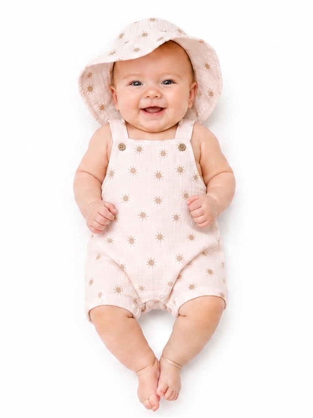 NEW - Monkey Bars Baby Girl Sun Print Romper & Bonnet Set 3-6 Months